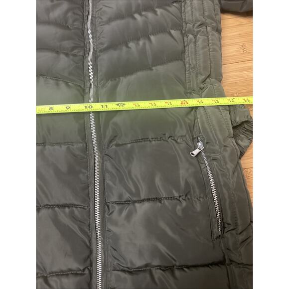 Modern Army Green Belted Puffer Coat Longline Winter Street Style M–L - Picture 10 of 10